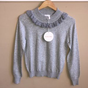 NWT See By Chloe Ruffled Neck Pullover in Cold Grey, Size XS.
